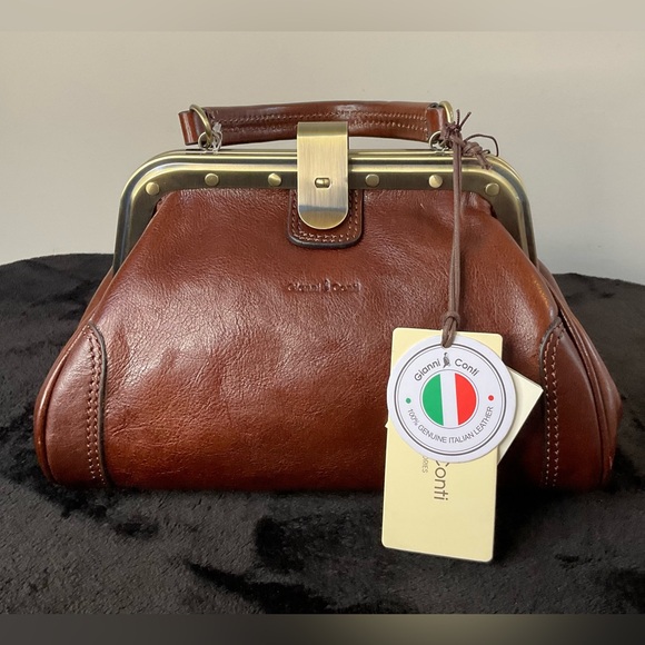 Gianni Conti Brown Leather Made In Italy Crossbody Handbag - Picture 1 of 14